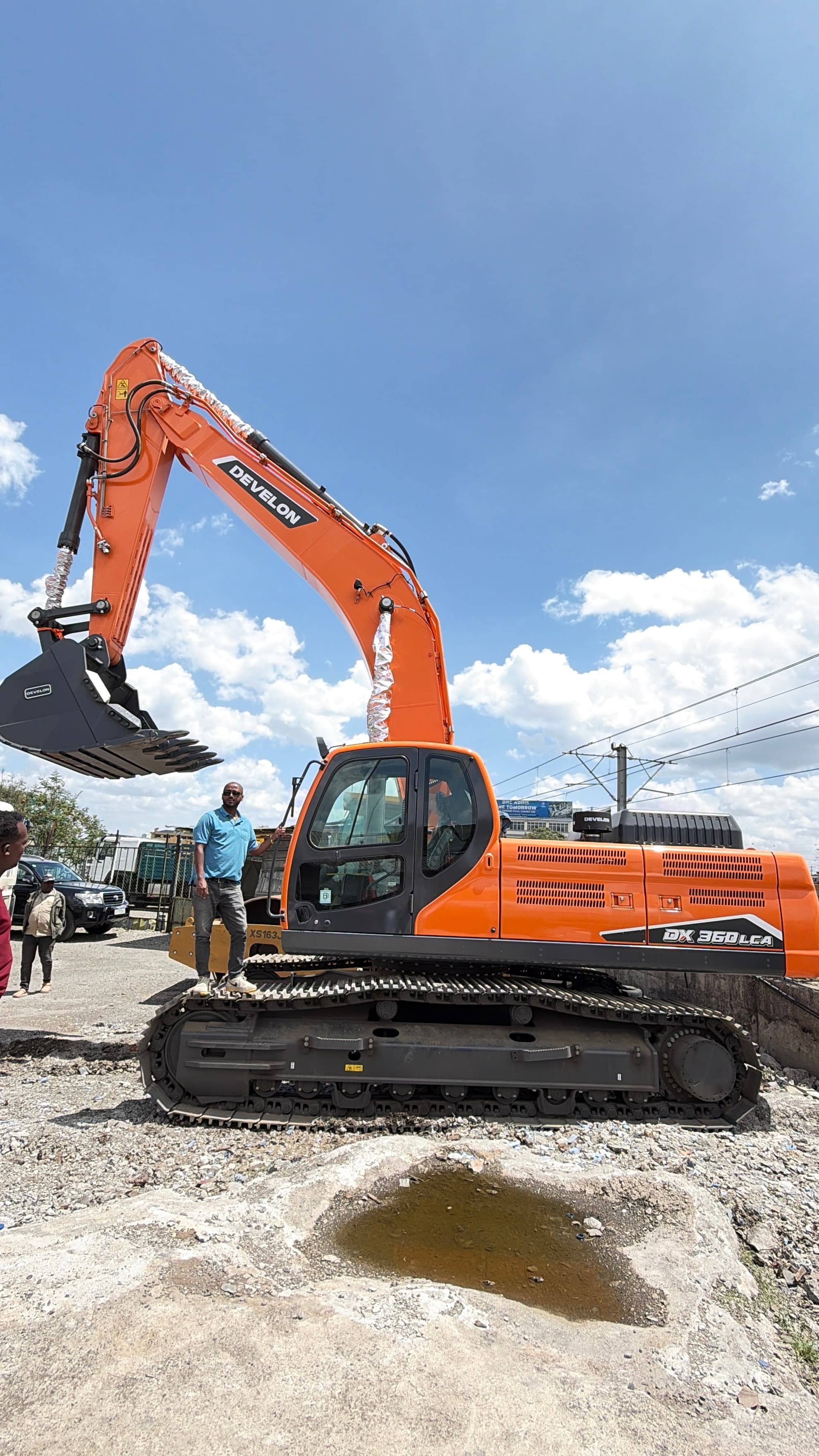 Excavator operating on a construction site in Ethiopia